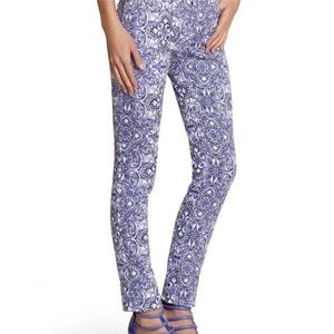 Black House White Market Blue & White Patterned Slim Ankle Jeans Size 2R